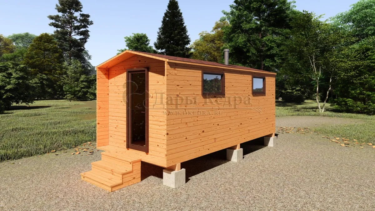 Каркасная баня «Барн» из кедра 5х2,2 метра