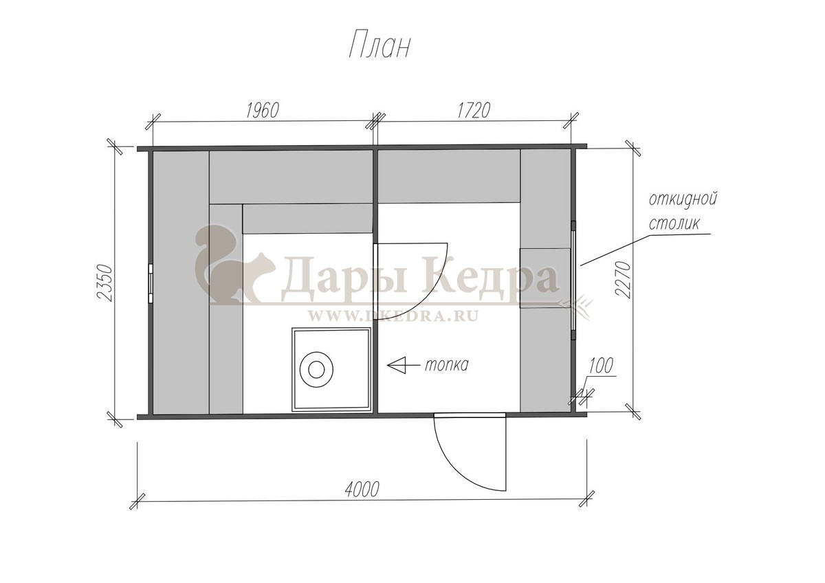 Баня «Парус» из кедра 4х2,2 м